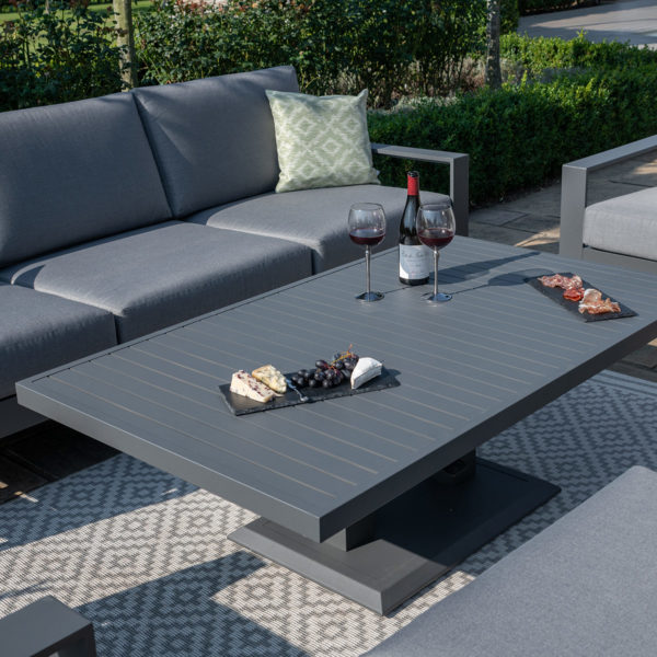 Maze Amalfi Garden 3 Seat Sofa Set With Rising Table | Grey