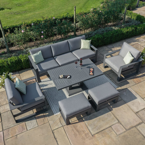 Maze Amalfi Garden 3 Seat Sofa Set With Rising Table | Grey