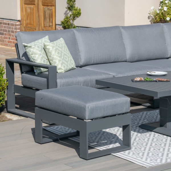 Maze Amalfi Garden Large Corner Dining with Square Rising Table and Footstools | Grey