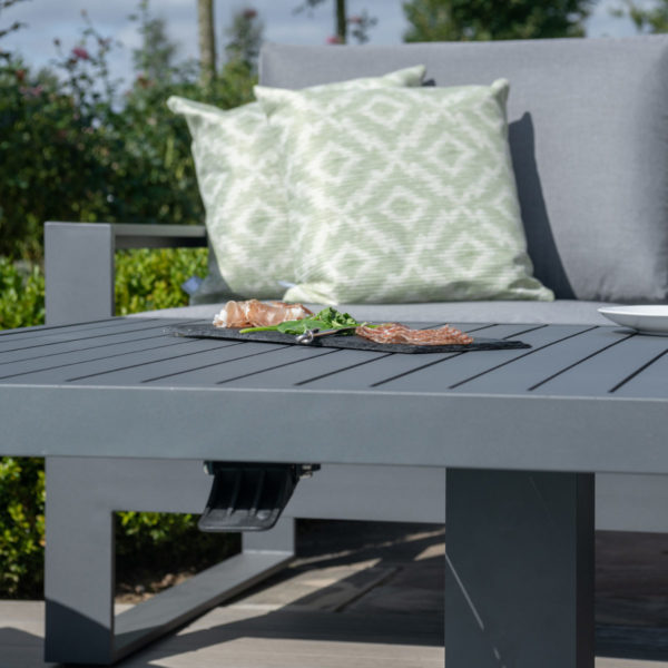 Maze Amalfi Garden Large Corner Dining with Square Rising Table and Footstools | Grey