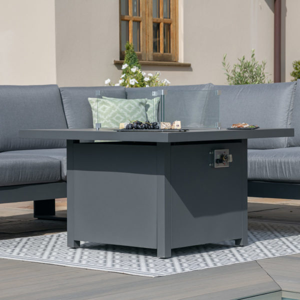 Maze Amalfi Garden Small Corner Group With Fire Pit Table | Grey