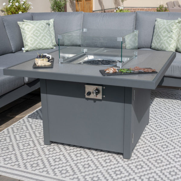 Maze Amalfi Garden Small Corner Group With Fire Pit Table | Grey
