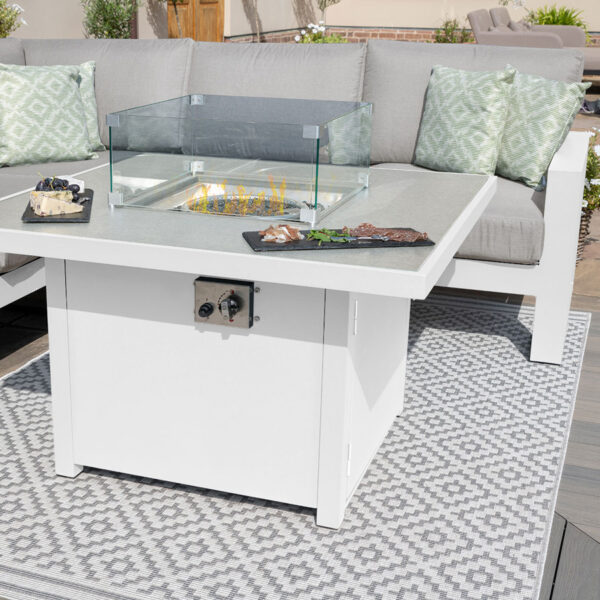 Maze Amalfi Small Corner Group With Fire Pit Table | White
