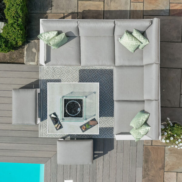 Maze Amalfi Small Corner Group With Fire Pit Table | White