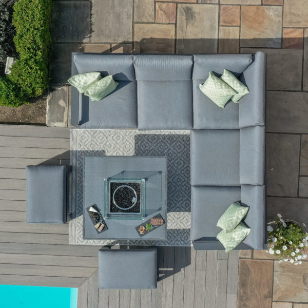 Maze Amalfi Garden Small Corner Group With Fire Pit Table | Grey