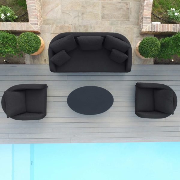 Maze Ambition Outdoor Fabric 3 Seat Sofa Set | Charcoal Grey
