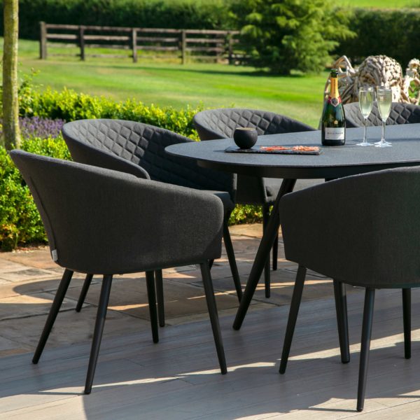 Maze Ambition Outdoor Fabric 8 Seat Oval Dining Set | Charcoal Grey
