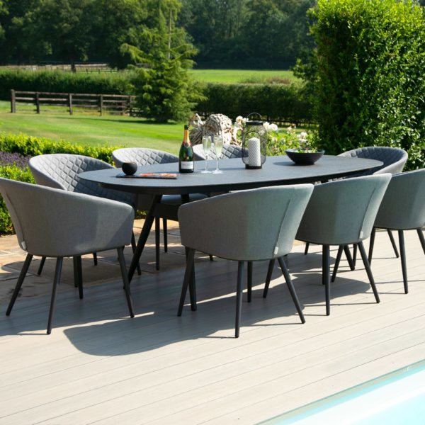 Maze Ambition Outdoor Fabric 8 Seat Oval Dining Set | Flanelle