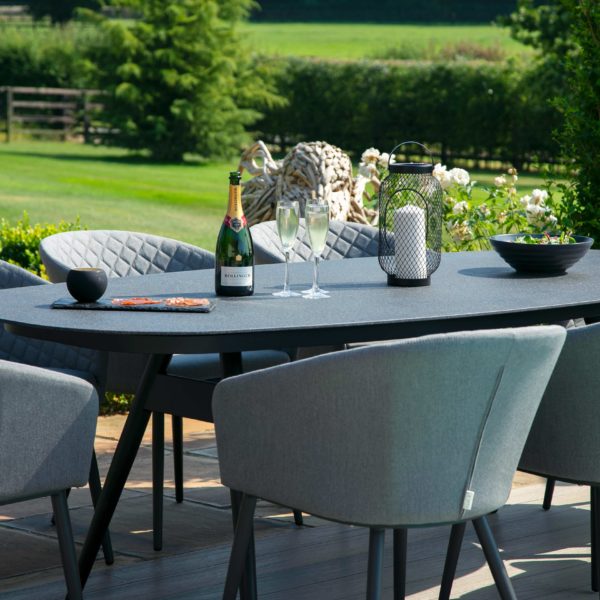 Maze Ambition Outdoor Fabric 8 Seat Oval Dining Set | Flanelle