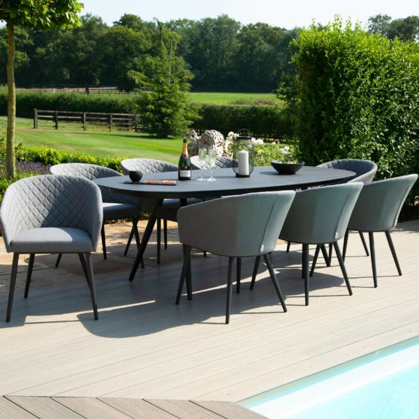 Maze Ambition Outdoor Fabric 8 Seat Oval Dining Set | Flanelle