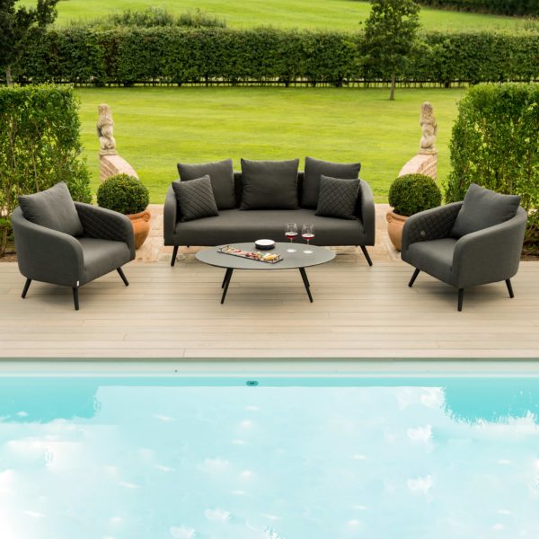 Maze Ambition Outdoor Fabric 3 Seat Sofa Set | Charcoal Grey