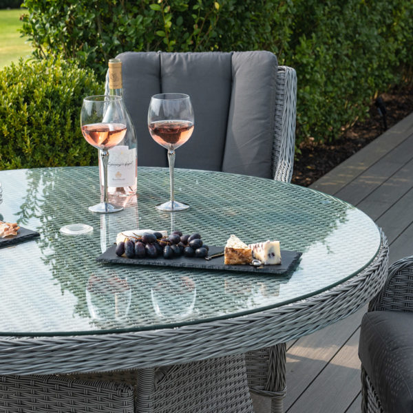 Maze Ascot 4 Seat Round Dining Set | Grey Rattan
