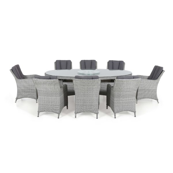 Maze Ascot 8 Seat Oval Dining Set | Grey Rattan