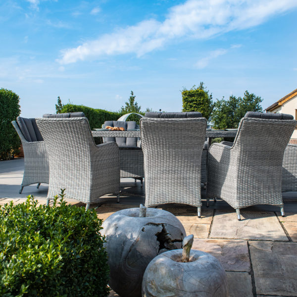Maze Ascot 8 Seat Oval Dining Set | Grey Rattan