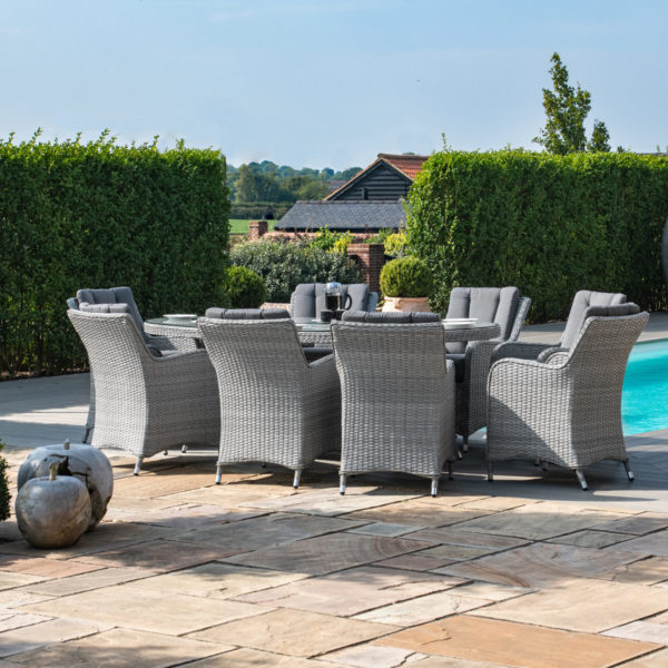 Maze Ascot 8 Seat Oval Dining Set | Grey Rattan