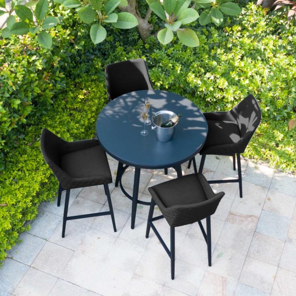 Maze Regal 4 Seat Round Bar Set | Charcoal Outdoor Fabric Grey