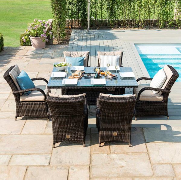 Maze Texas 6 Seat Rectangle Ice Bucket Dining Set | Brown