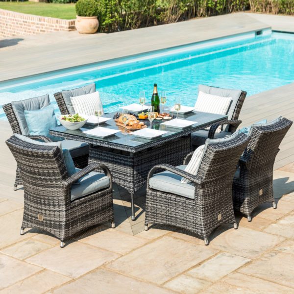 Maze Texas 6 Seat Rectangle Ice Bucket Dining Set | Grey