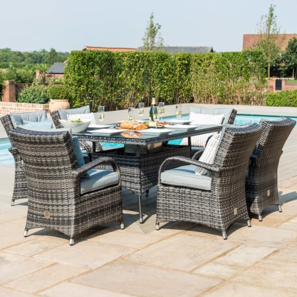 Maze Texas 6 Seat Rectangle Ice Bucket Dining Set | Grey