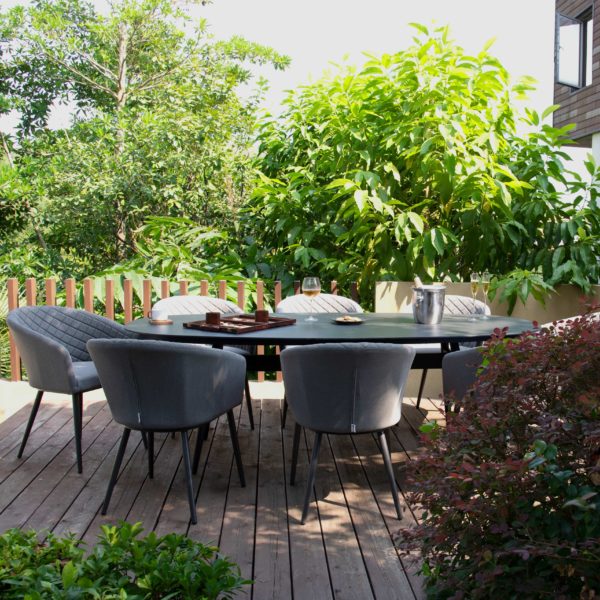 Maze Ambition Outdoor Fabric 8 Seat Oval Dining Set | Flanelle