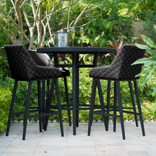 Maze Regal 4 Seat Round Bar Set | Charcoal Outdoor Fabric Grey