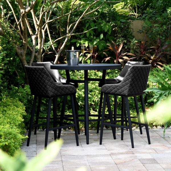 Maze Regal 4 Seat Round Bar Set | Charcoal Outdoor Fabric Grey