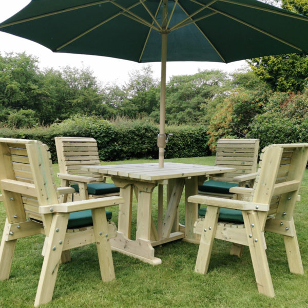 Timber Ergo Garden 4 Seat Table Set - Churnet Valley