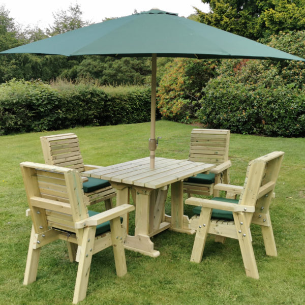 Timber Ergo Garden 4 Seat Table Set - Churnet Valley