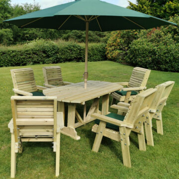 Timber Ergo Garden 6 Seat Table Set | 6 Chairs – Churnet Valley