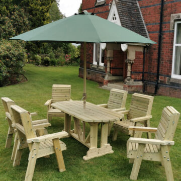 Timber Ergo Garden 6 Seat Table Set | 6 Chairs – Churnet Valley