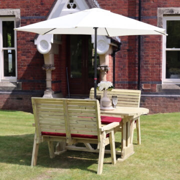 Timber Ergo Garden 4 Seat Table | 2 Benches – Churnet Valley