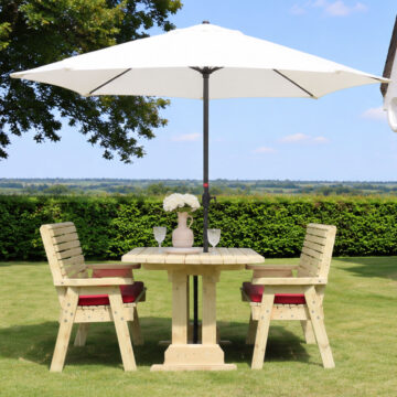 Timber Ergo Garden 4 Seat Table | 2 Benches – Churnet Valley