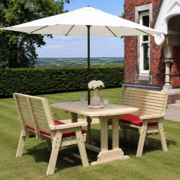 Timber Ergo Garden 4 Seat Table | 2 Benches - Churnet Valley