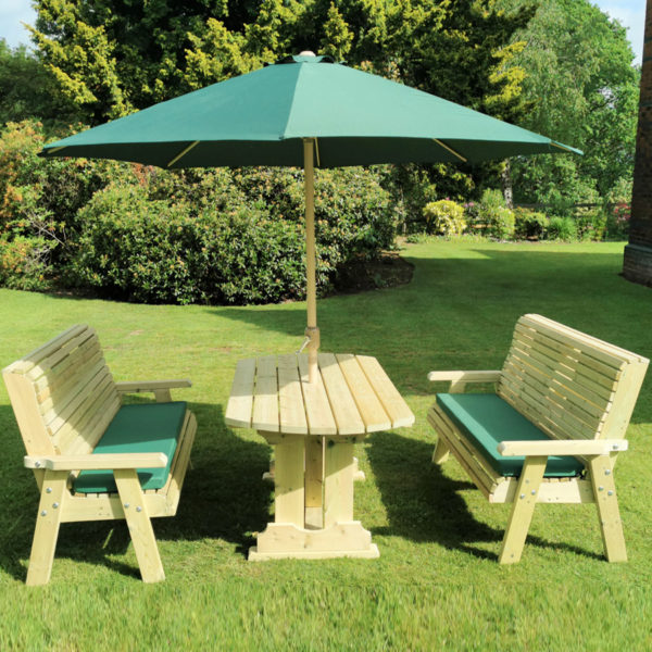 Timber Ergo Garden 4 Seat Table | 2 Benches - Churnet Valley