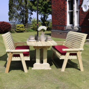 Timber Ergo Garden 6 Seat Table | 2 Benches – Churnet Valley