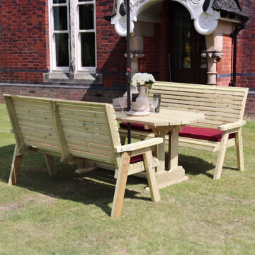 Timber Ergo Garden 6 Seat Table | 2 Benches – Churnet Valley