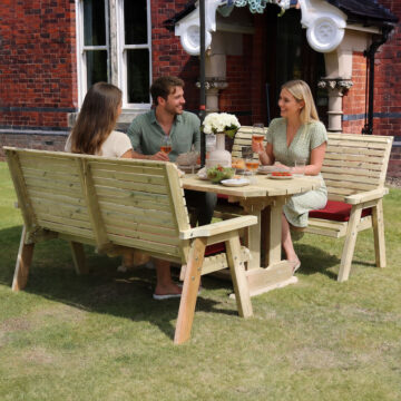 Timber Ergo Garden 6 Seat Table | 2 Benches - Churnet Valley