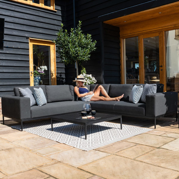 Maze Eve Corner Group | Charcoal Outdoor Fabric Grey