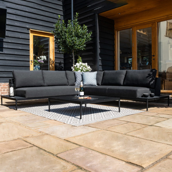 Maze Eve Corner Group | Charcoal Outdoor Fabric Grey