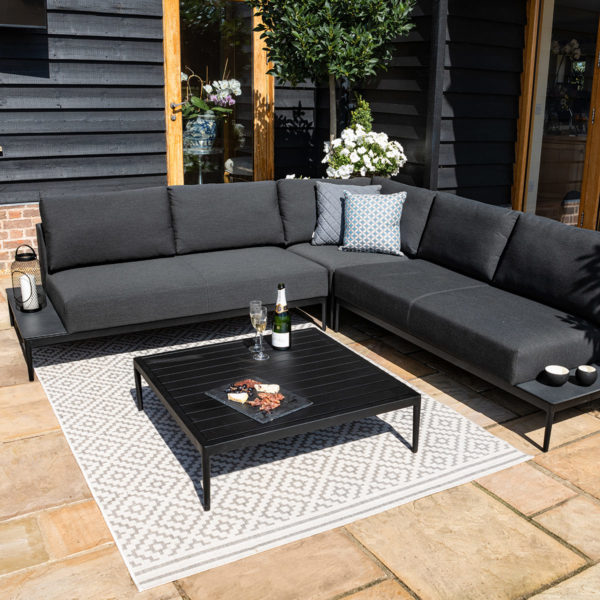 Maze Eve Corner Group | Charcoal Outdoor Fabric Grey