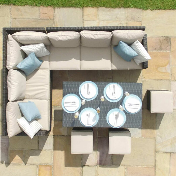 Maze Kingston Corner Deluxe with Rising Table | Brown Rattan