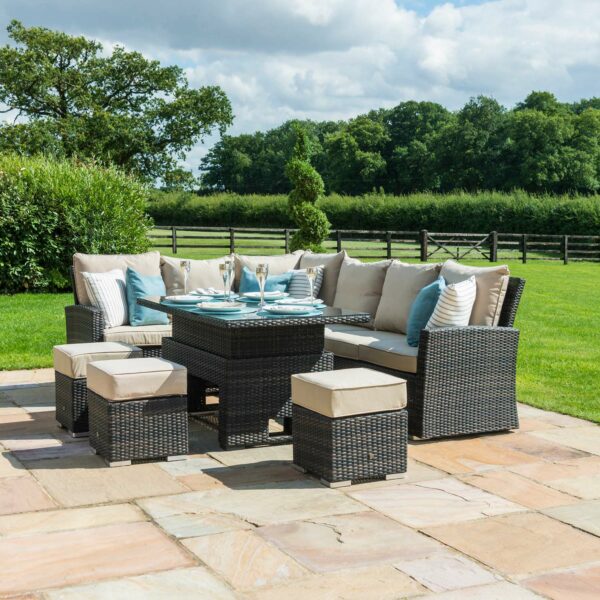 Maze Kingston Corner Deluxe with Rising Table | Brown Rattan