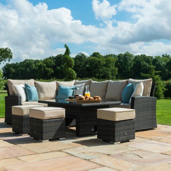 Maze Kingston Corner Deluxe with Rising Table | Brown Rattan