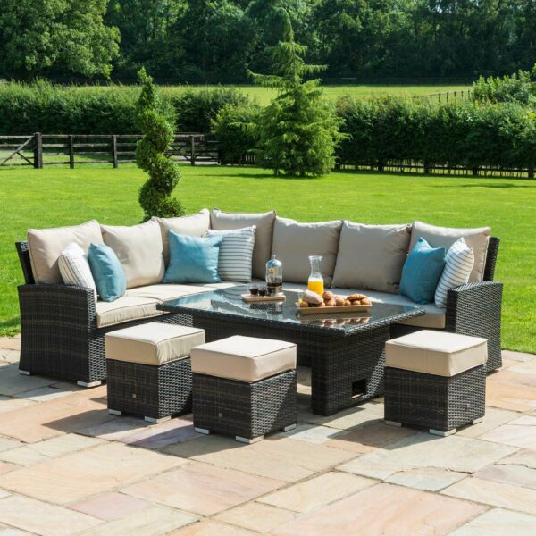 Maze Kingston Corner Deluxe with Rising Table | Brown Rattan