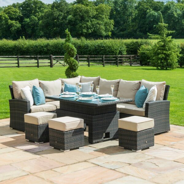 Maze Kingston Corner Deluxe with Rising Table | Brown Rattan