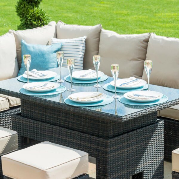 Maze Kingston Corner Deluxe with Rising Table | Brown Rattan