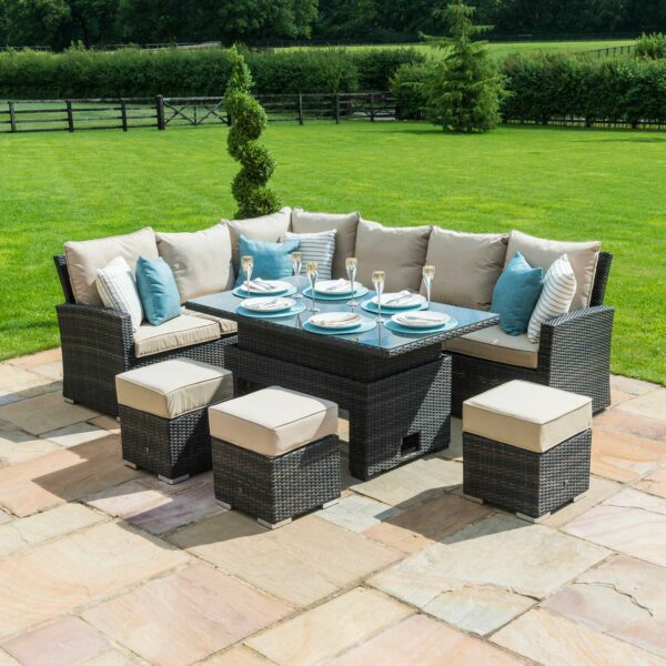 Maze Kingston Corner Deluxe with Rising Table | Brown Rattan