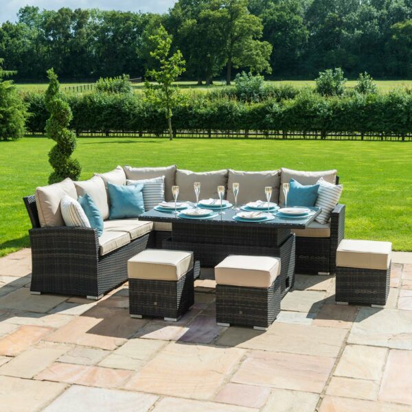 Maze Kingston Corner Deluxe with Rising Table | Brown Rattan