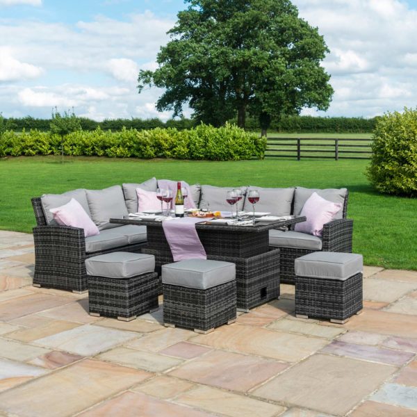 Maze Kingston Corner Dining Set with Rising Table | Grey Rattan