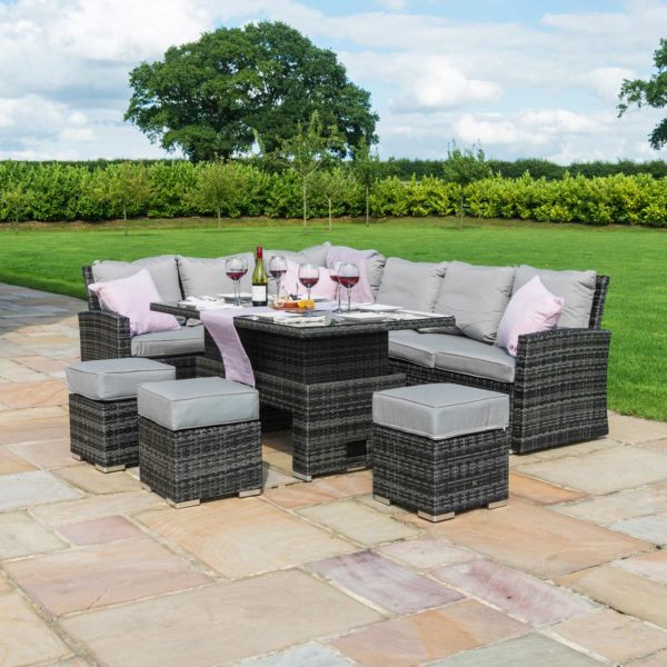 Maze Kingston Corner Dining Set with Rising Table | Grey Rattan